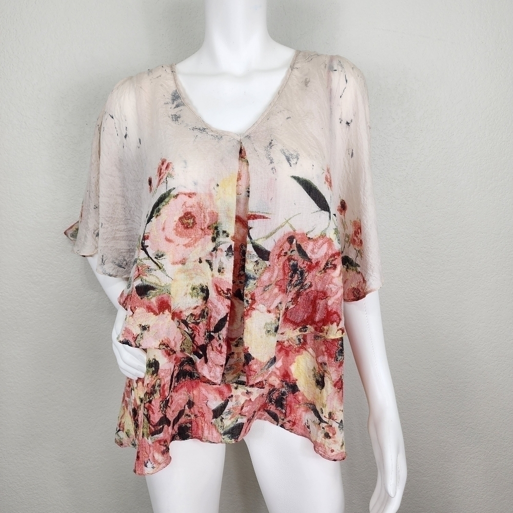Anthropolgie‎ Mystree Boho Floral Blouse Size M